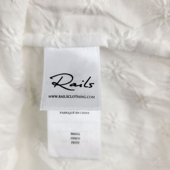 Rails Paris Cotton White Embroidered Daisey Soft Pleated Puff Short Slee… - Picture 10 of 12